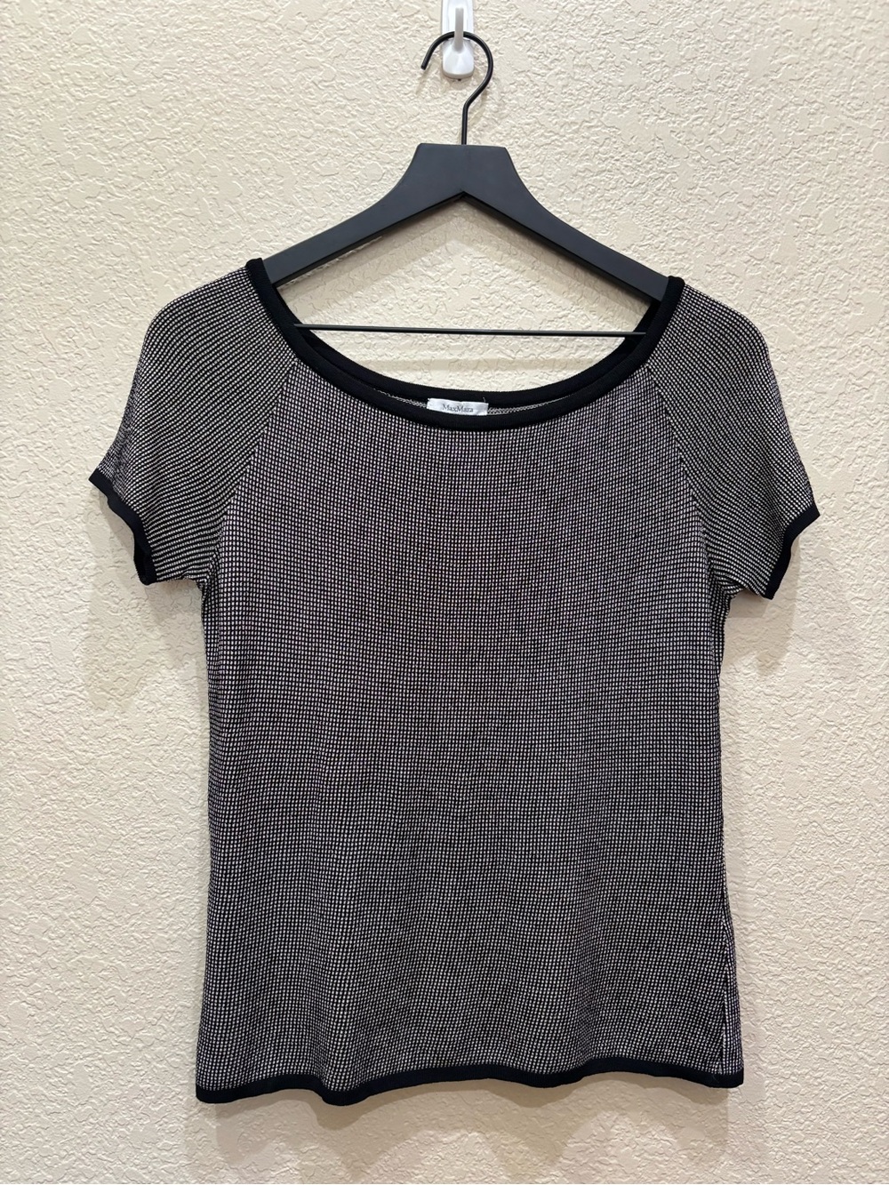 Max Mara Knit Patterned Scoop Neck Top Italian Minimalist Quiet Luxury Medium